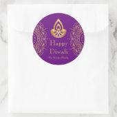 Paarse en gouden Diwali Party Favor Ronde Sticker (Tas)