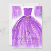 Paarse en gouden dkleurige dress Quinceanera Kaart (Voorkant)