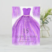 Paarse en gouden dkleurige dress Quinceanera Kaart (Staand voorkant)