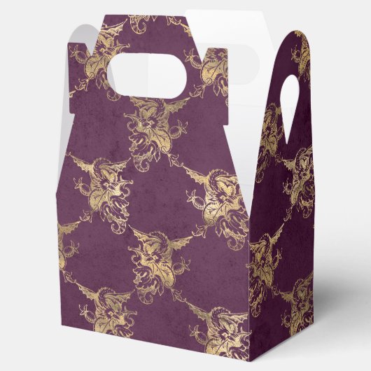 Paarse en gouden draak bedankdoosjes (Geopend)
