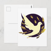 Paarse en Gouden Duif van de Vrede Briefkaart (Voorkant / Achterkant)