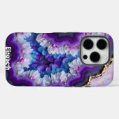 Paarse en gouden edelsteenlagen Case-Mate iPhone case (Achterkant (horizontaal))