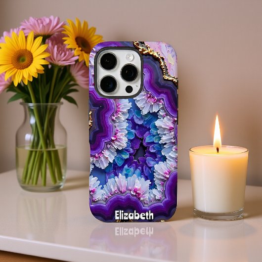 Paarse en gouden edelsteenlagen Case-Mate iPhone case