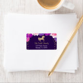 paarse en gouden eenhoorn retour adreslabels etiket (Insitu)