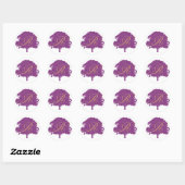 Paarse en gouden eik ronde sticker (Vel)
