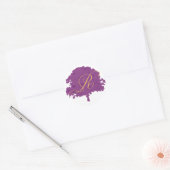 Paarse en gouden eik ronde sticker (Envelop)