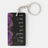 Paarse en gouden Elegant Script gepersonaliseerd Sleutelhanger (achterkant)