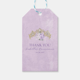 Paarse en gouden elegante Quinceañera Cadeaulabel