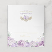 Paarse en gouden elegante Quinceañera Plaatskaartje (Buitenkant ongevouwen)