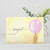 Paarse en gouden en roze uitnodiging (Staand voorkant)