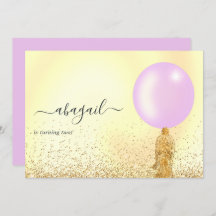 Paarse en gouden en roze uitnodiging