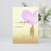 Paarse en gouden en roze verjaardag kaart (Staand voorkant)