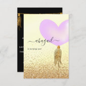 Paarse en gouden en roze verjaardag kaart (Voorkant / Achterkant)