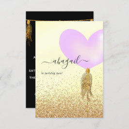 Paarse en gouden en roze verjaardag kaart