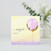 Paarse en gouden en roze verjaardag kaart (Staand voorkant)