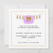 Paarse en gouden en roze verjaardag kaart (Achterkant)