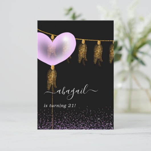 Paarse en gouden en zwarte feestdag kaart (Staand voorkant)