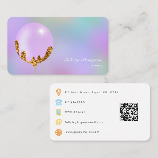 Paarse en Gouden Evenementenplanner QR-code Visitekaartje (Voorkant / Achterkant)