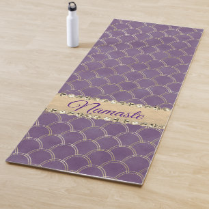 Paarse en gouden Faux Folie Diamond Bling Glitter Yogamat
