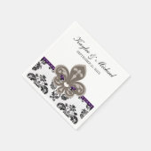 Paarse en gouden Fleur de Lis bruiloft Servetten (Hoek)