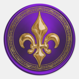 Paarse en Gouden Fleur de Lis Envelope Zegel