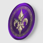 Paarse en gouden Fleur de Lis Grote Klok (Hoek)
