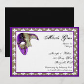 Paarse en gouden Fleur de Lis Masker Mardi Gras Pa Kaart (Voorkant / Achterkant)
