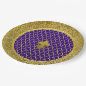 Paarse en gouden Fleur-de-lis Papieren Bordje (Gekanteld)