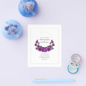 Paarse en gouden  Floral Wedding Flyer (Enkel)