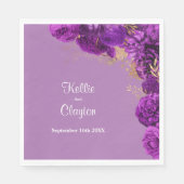 Paarse en gouden Floral Wedding Napkins Servet (Voorkant)