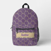 Paarse en gouden folie Diamond Bling Gepersonalise Bedrukte Rugzak (Voorkant)