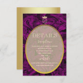 Paarse en gouden folie Elegante bruiloft Details K Kaart (Voorkant / Achterkant)