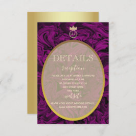 Paarse en gouden folie Elegante bruiloft Details K Kaart