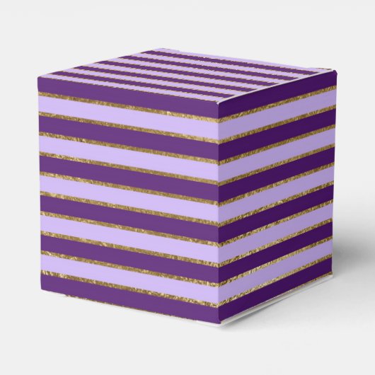 Paarse en gouden folie strepen verjaardagsfeestje bedankdoosjes (Achterkant)