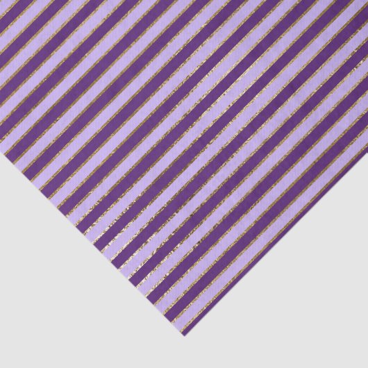 Paarse en gouden folie strepen verjaardagsfeestje tissuepapier (Detail)