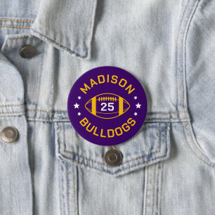 Paarse en gouden Football speler Jersey nummer Ronde Button 7,6 Cm