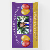 Paarse en gouden foto Afstuderen gefeliciteerd Spandoek (Verticaal)