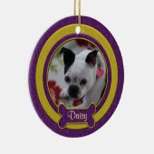 Paarse en gouden foto kerstversiering keramisch ornament (Rechts)