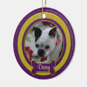 Paarse en gouden foto kerstversiering keramisch ornament (Links)