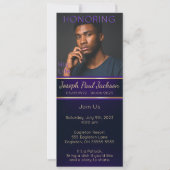 Paarse en gouden foto Memorial uitnodiging (Voorkant)