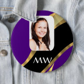 Paarse en gouden foto template ronde button 6,0 cm (In situ)