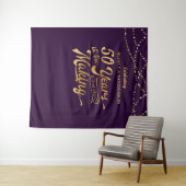 Paarse en gouden fotobackdrop voor 50e verjaardag wandkleed (In Situ (horizontaal))
