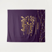Paarse en gouden fotobackdrop voor 50ste verjaarda wandkleed (Voorkant (horizontaal))
