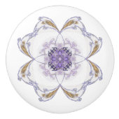 Paarse en gouden Fractal Art Floral-Look Keramische Knop (Voorkant)