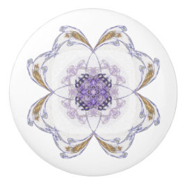 Paarse en gouden Fractal Art Floral-Look Keramische Knop
