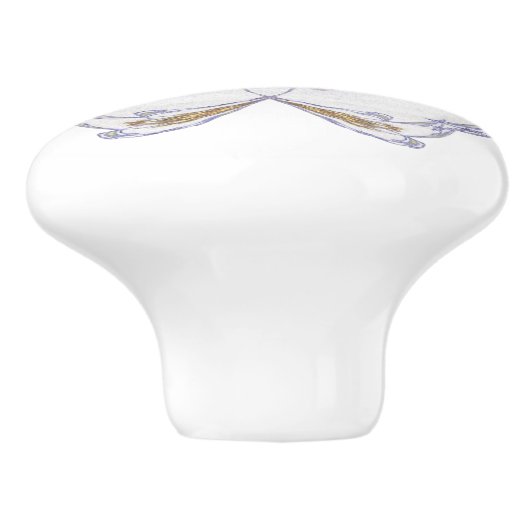 Paarse en gouden Fractal Art Floral-Look Keramische Knop (Zijkant)