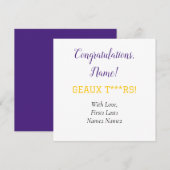 PAARSE EN GOUDEN Geaux Gift Kaart Label (Voorkant / Achterkant)