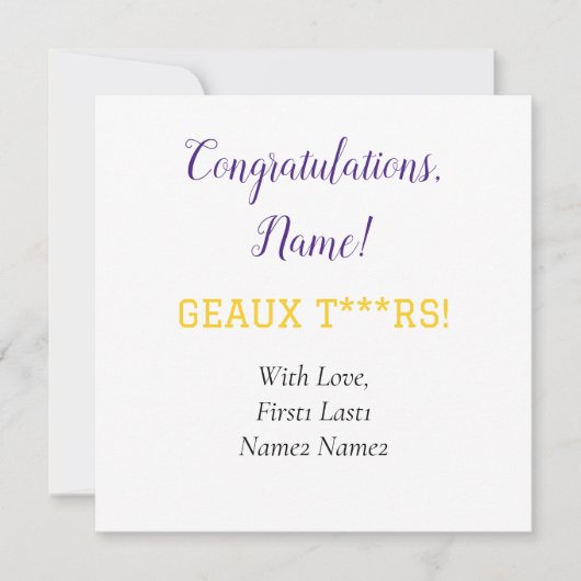 PAARSE EN GOUDEN Geaux Gift Kaart Label (Voorkant)