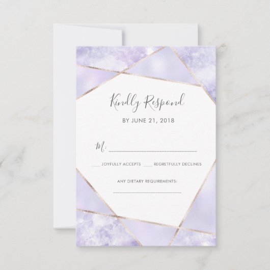Paarse en gouden Geometic RSVP-kaarten Kaart (Voorkant)