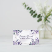 Paarse en gouden geometrische Lijst Waterverf blad Visitekaartje (Staand voorkant)